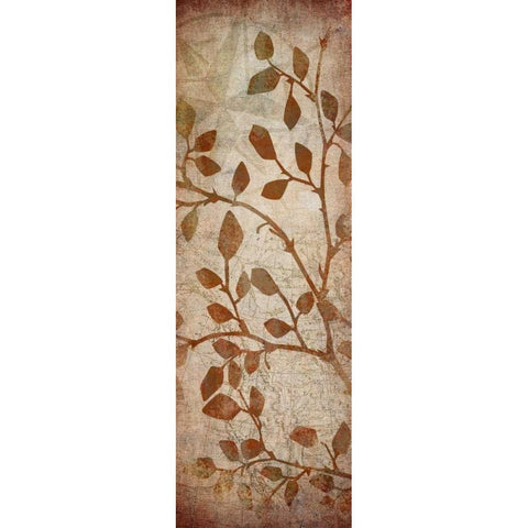 Leaves Map II Gold Ornate Wood Framed Art Print with Double Matting by Emery, Kristin