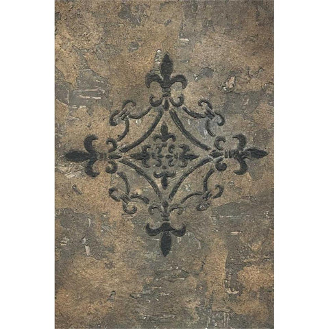 Fleur de Lis Medallion Black Modern Wood Framed Art Print with Double Matting by Emery, Kristin