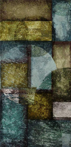 Rectangles with Circles I - Left White Modern Wood Framed Art Print with Double Matting by Emery, Kristin