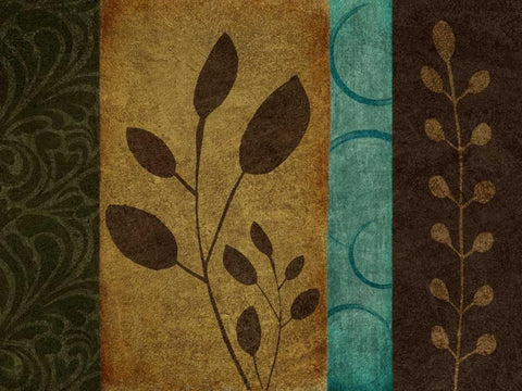 Pressed Leaves I Black Ornate Wood Framed Art Print with Double Matting by Emery, Kristin
