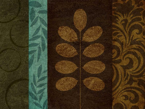 Pressed Leaves II Black Ornate Wood Framed Art Print with Double Matting by Emery, Kristin