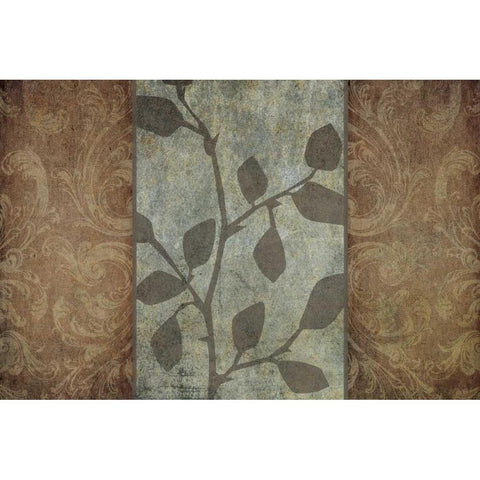 Rustic Leaves II Gold Ornate Wood Framed Art Print with Double Matting by Emery, Kristin