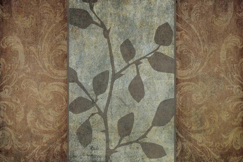 Rustic Leaves II Black Ornate Wood Framed Art Print with Double Matting by Emery, Kristin