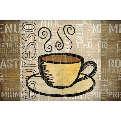 Coffee Mat 2 Black Modern Wood Framed Art Print with Double Matting by Emery, Kristin