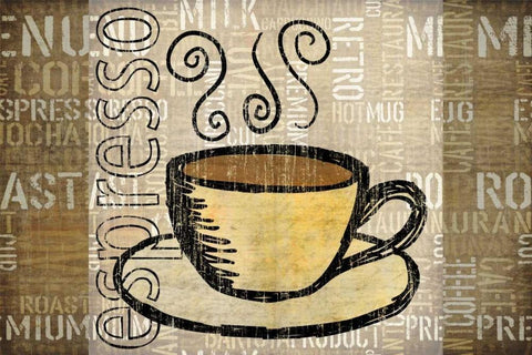 Coffee Mat 2 White Modern Wood Framed Art Print with Double Matting by Emery, Kristin