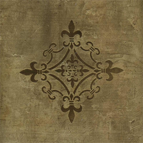 Fleur de Lis Medallion Black Ornate Wood Framed Art Print with Double Matting by Emery, Kristin