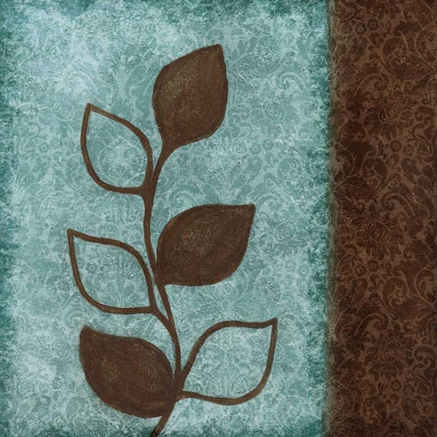 Brown Leaves Square - Right White Modern Wood Framed Art Print with Double Matting by Emery, Kristin