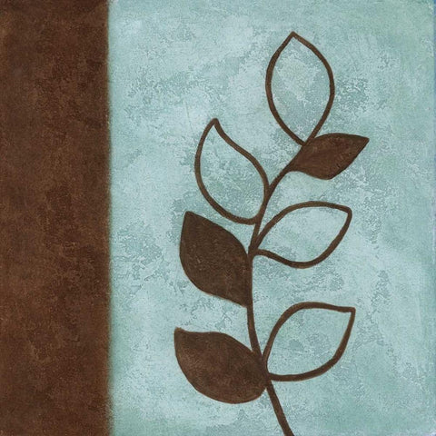 Brown Leaves Square - Left Black Modern Wood Framed Art Print by Emery, Kristin