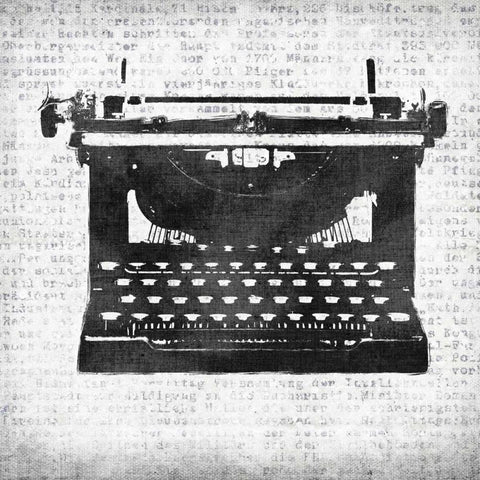 Typewriter I Black Ornate Wood Framed Art Print with Double Matting by Emery, Kristin