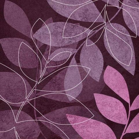 Purple Leaves II Black Modern Wood Framed Art Print with Double Matting by Emery, Kristin