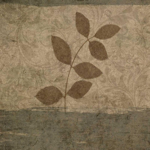 Vintage Leaves I White Modern Wood Framed Art Print with Double Matting by Emery, Kristin