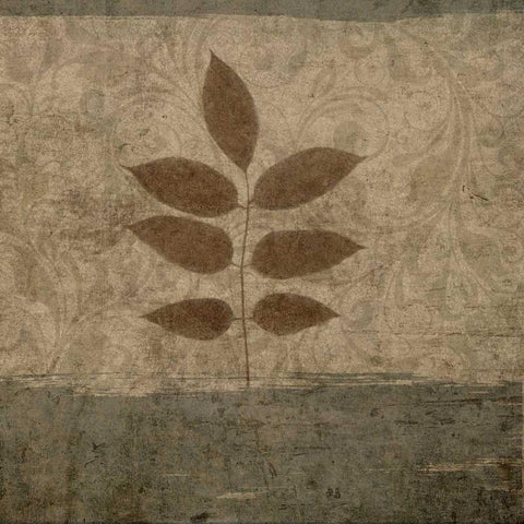 Vintage Leaves II Black Ornate Wood Framed Art Print with Double Matting by Emery, Kristin