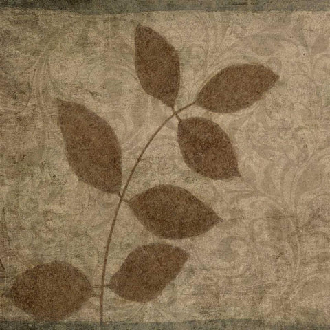 Vintage Leaves III Black Modern Wood Framed Art Print with Double Matting by Emery, Kristin