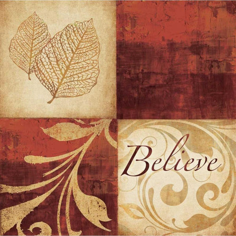 Red Gold Believe Black Modern Wood Framed Art Print with Double Matting by Emery, Kristin