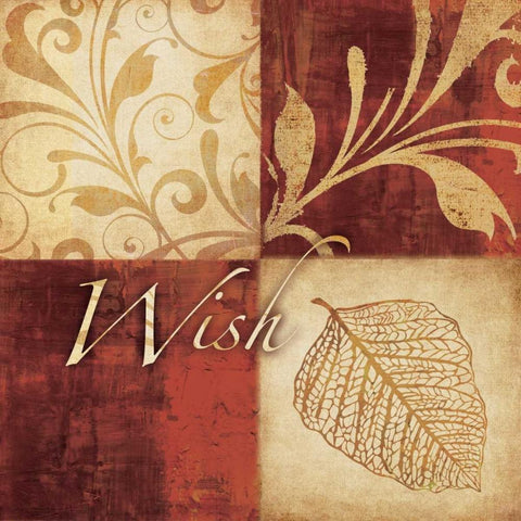 Red and Gold Wish I Black Modern Wood Framed Art Print with Double Matting by Emery, Kristin