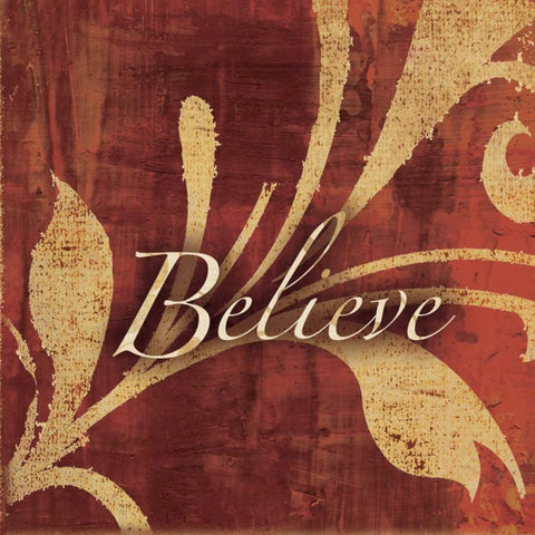 Red Gold Believe White Modern Wood Framed Art Print by Emery, Kristin