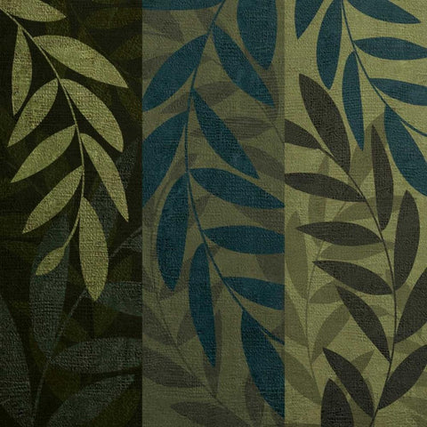 Green and Blue 3 Panel I Black Modern Wood Framed Art Print with Double Matting by Emery, Kristin
