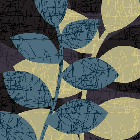 Scribble Leaves II White Modern Wood Framed Art Print with Double Matting by Emery, Kristin