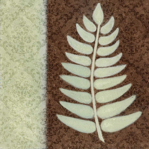 Fern I White Modern Wood Framed Art Print with Double Matting by Emery, Kristin