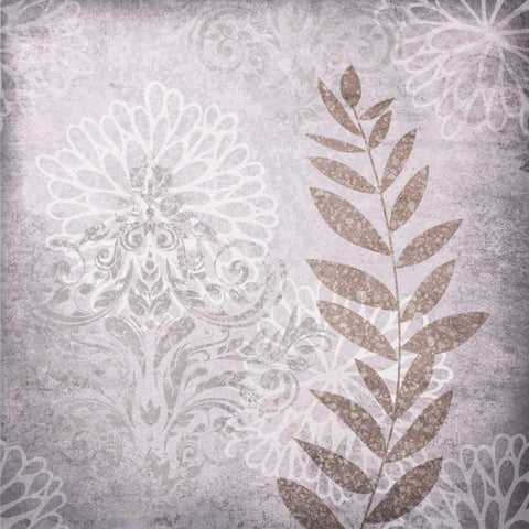 Warm Leaves White Modern Wood Framed Art Print with Double Matting by Emery, Kristin