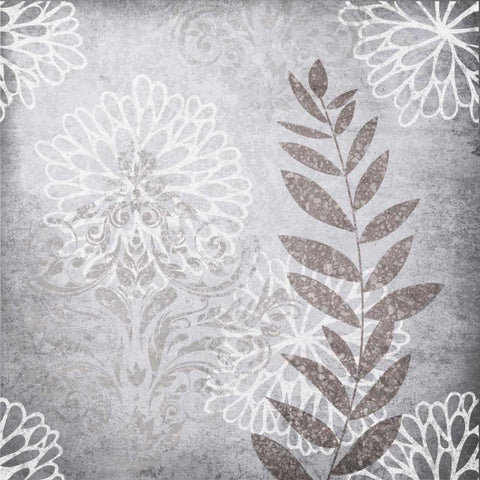 Warm Gray Leaves White Modern Wood Framed Art Print with Double Matting by Emery, Kristin