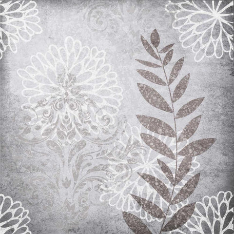 Warm Grey Flowers Mate Black Modern Wood Framed Art Print by Emery, Kristin