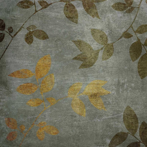Gold and Brown Leaves II Black Modern Wood Framed Art Print by Emery, Kristin