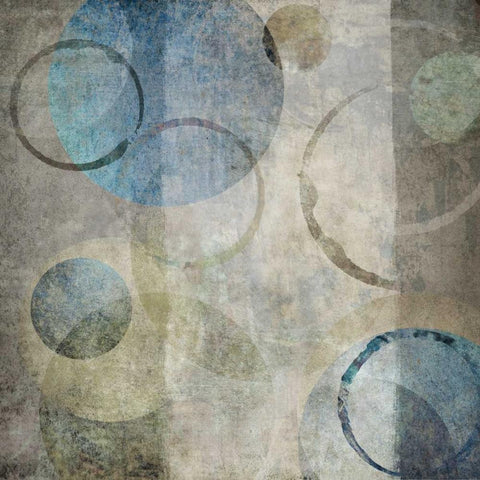 Stone Circles Blue I Black Modern Wood Framed Art Print with Double Matting by Emery, Kristin