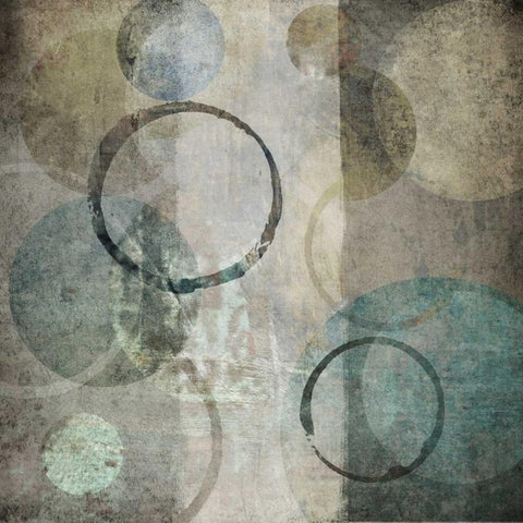 Stone Circles Blue II Black Modern Wood Framed Art Print with Double Matting by Emery, Kristin