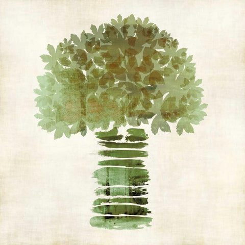 Broccoli White Modern Wood Framed Art Print with Double Matting by Emery, Kristin