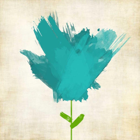 Brush Stroke Flowers Blue II White Modern Wood Framed Art Print with Double Matting by Emery, Kristin