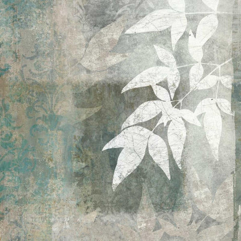 Spa Leaves I White Modern Wood Framed Art Print with Double Matting by Emery, Kristin