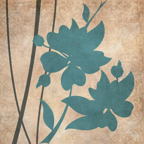 Blue and Gray Flowers I Black Modern Wood Framed Art Print by Emery, Kristin