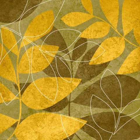 Yellow and Brown Leaves I White Modern Wood Framed Art Print by Emery, Kristin