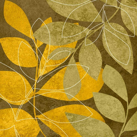 Yellow and Brown Leaves II White Modern Wood Framed Art Print by Emery, Kristin