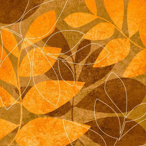 Orange Leaves I Black Modern Wood Framed Art Print by Emery, Kristin