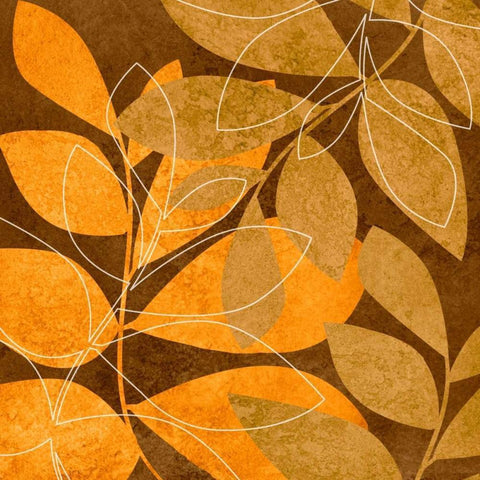 Orange Leaves II Black Modern Wood Framed Art Print by Emery, Kristin
