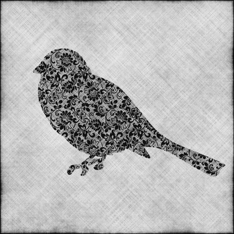 Brocade Bird I Black Ornate Wood Framed Art Print with Double Matting by Emery, Kristin
