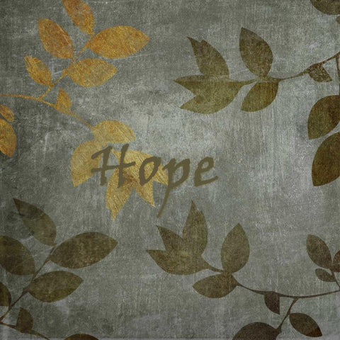 Green and Brown Leaves Hope White Modern Wood Framed Art Print with Double Matting by Emery, Kristin