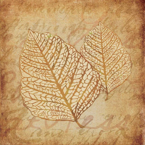 Gold Leaves I White Modern Wood Framed Art Print by Emery, Kristin