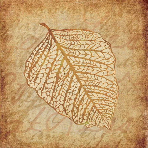 Gold Leaves II Gold Ornate Wood Framed Art Print with Double Matting by Emery, Kristin
