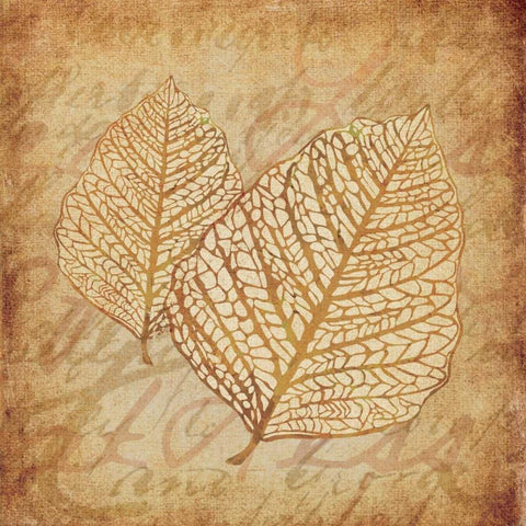 Gold Leaves III White Modern Wood Framed Art Print with Double Matting by Emery, Kristin