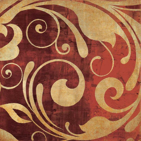 Red Gold Swirl Black Ornate Wood Framed Art Print with Double Matting by Emery, Kristin