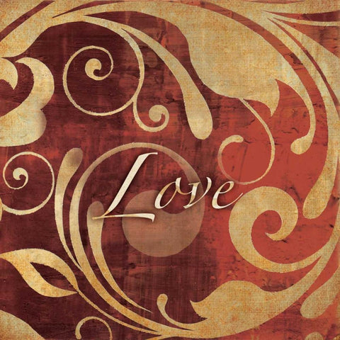 Red and Gold Love Gold Ornate Wood Framed Art Print with Double Matting by Emery, Kristin