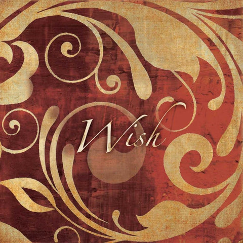Red and Gold Wish Black Ornate Wood Framed Art Print with Double Matting by Emery, Kristin