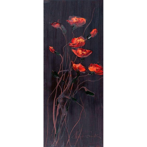 Poppies Trip1 Black Modern Wood Framed Art Print with Double Matting by Kruk