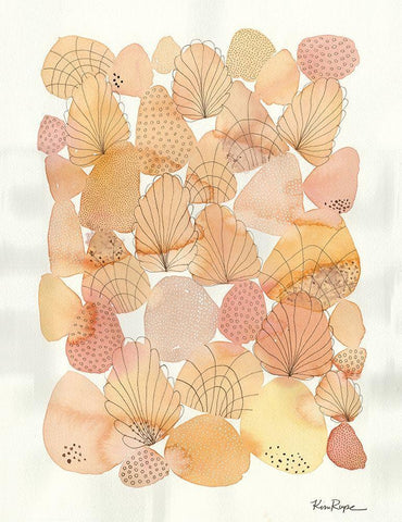 Shells Black Ornate Wood Framed Art Print with Double Matting by Rupe, Kim