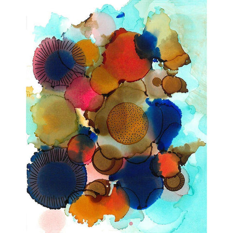 Crowded Spheres 3 Black Modern Wood Framed Art Print with Double Matting by Rupe, Kim