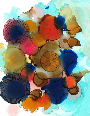 Crowded Spheres 3 White Modern Wood Framed Art Print with Double Matting by Rupe, Kim