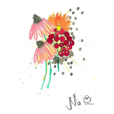 Vibrant Bouquet 2 White Modern Wood Framed Art Print by Rupe, Kim